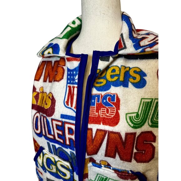 Handmade NFL Blanket Jacket | Vintage Football Team Logo Hoodie | Retro Sports F - Picture 3 of 7